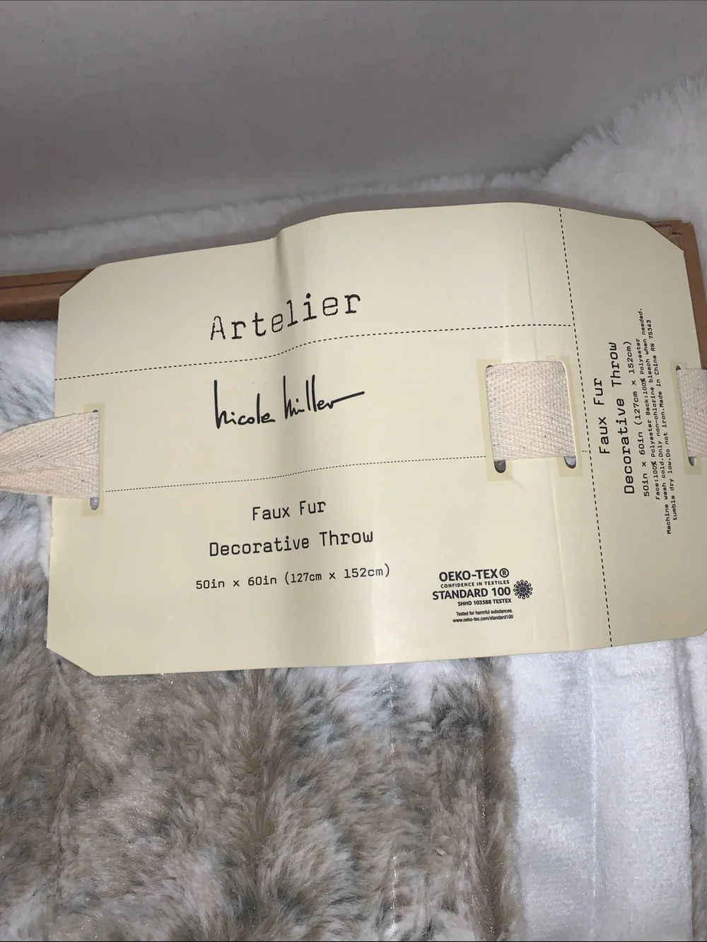 🍁 Artelier Nicole Miller Faux Fur Decorative Throw Blanket NIB